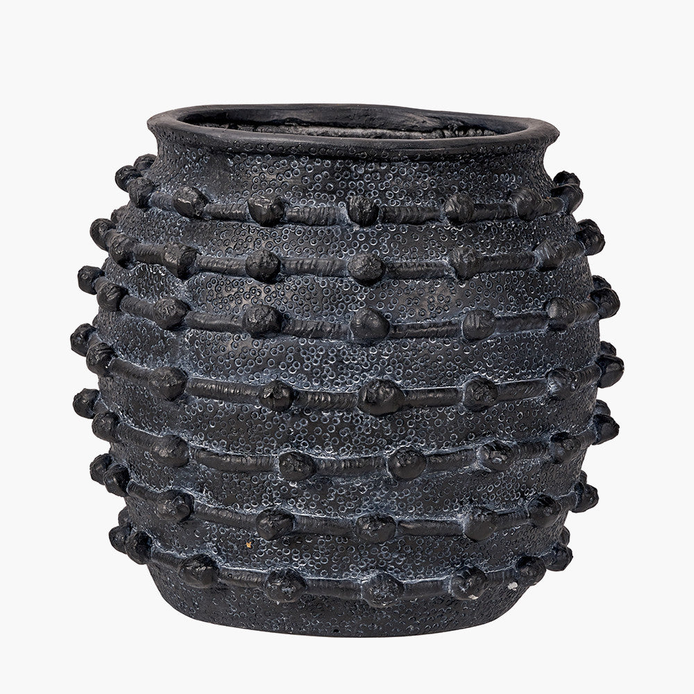 Black Bobble Fibrestone Decorative Planter Large